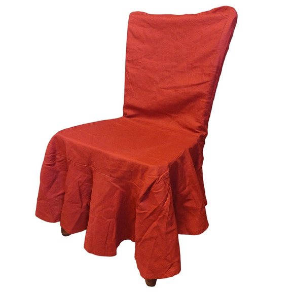 Set of 2 Pottery Barn Megan Chair Slipcovers Cranberry Linen-cotton - Picture 5 of 5